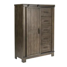 759-br42 Liberty Furniture Thornwood Hills Sliding Door Chest In Rock Beaten Brown With Saw Cuts