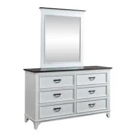 417-ybr-dm Liberty Furniture Industies Inc Dresser And Mirror In Poplar Rubberwood Solids With Cathedral White Oak Tops