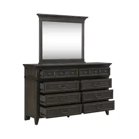 Liberty Furniture Industries Inc. 297-br-dm Dresser And Mirror In Rubberwood Solids Split Heart White Oak Veneers