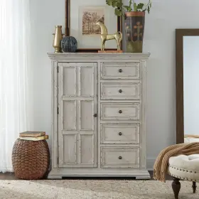 Liberty Furniture Industries Inc. 361w-br42 Big Valley Door Chest In Whitestone With Heavy Distressing