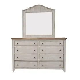 Liberty Furniture Industries Inc. 652-br-dm Farmhouse Reimagined Dresser And Mirror In Antique White With Chestnut Top