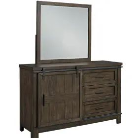 Liberty Furniture Industries Inc. 759-ybr-dm Thornwood Hills Dresser And Mirror In Rock Beaten Brown With Saw Cuts