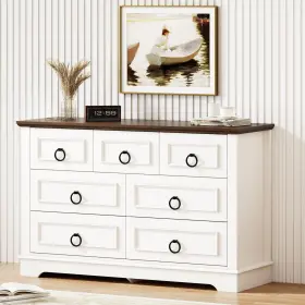 Hk-dcg-02 Likimio Farmhouse Dresser For Bedroom With 7 Drawer 47.2 Inch Wide Wood Rustic Chest Of
