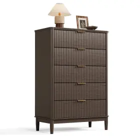 Hc718e11 Linsy Fluted Dresser For Bedroom With 5 Drawers Mid Century Modern Chest Of Drawer