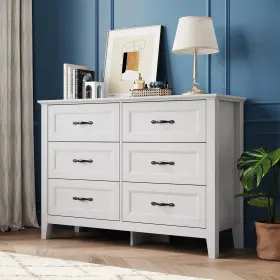 Lh618e3-d4 Linsy Home Dresser For Bedroom 6 Drawer With Metal Handles Chest Of Drawers Fo