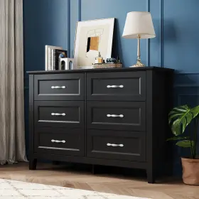 Lh618e3 Linsy Home Farmhouse 6 Drawers Dresser Chests For Bedroom Wood Wide Chest Of Dr