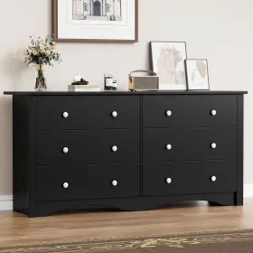 34u5ikrtr2fg Lumihaven Cajoneras Para Ropa De Madera Negra 6 Cajones Comoda Habitacion Muebles
