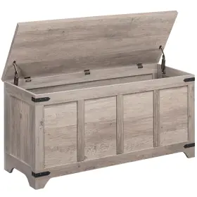 Schg4901 Mahancris 47.2 Inch Wooden Storage Chest With Safety Hinges - Versatile Toy Box And Bench
