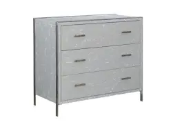 Hm1287-2 Maitland Smith San Juan Chest Of Drawers Mist Grey Lacquer And Polished Nickel