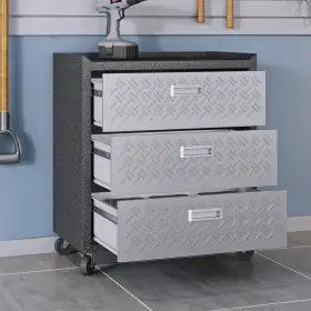 Manhattan Comfort 810025597290 Fortress Gray Textured Metal 3-drawer Garage Mobile Chest