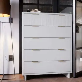 Dr-5021 Manhattan Comfort Granville White 5-drawer 37.95 Inch Wide Tall Dresser