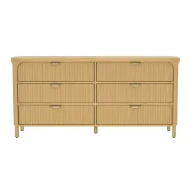Dr1526-1 Manhattan Comfort Park Contemporary 68 Inch Dresser In Natural 6-drawer