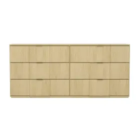 Dr1562-1 Manhattan Comfort Clive Mid-century Modern 72 Inch Dresser In Natural Oak And Gold 6-drawer