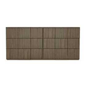 Dr1562-3 Manhattan Comfort Clive Mid-century Modern 72 Inch Dresser In Walnut Brown And Gold 6-drawer