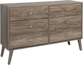 Ddbr-1406-1 Manufacturing Ltd. Milo Mid-century Modern 6 Drawer Double Dresser For Bedroom Wide Chest Of Drawe