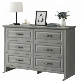 Sealoon-usamdc01g-us-88 Marsail Farmhouse 6 Drawer Dresser Wood Chest Of Drawers With Natural Texture Smoot