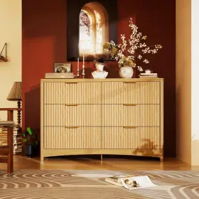 Yunsheng-usamdc07n-us-59 Marsail 6 Drawer Wooden Dresser With Smooth-glide Drawers Modern Storage Solution Fo