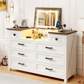 Miifuny 785034614583 Chest Of Drawers For Bedroom 8 Drawer Dresser With Mirror Charging Station Miifuny 785034614583 Chest Of Drawers For Bedroom 8 Drawer Dresser With Mirror Charging Station