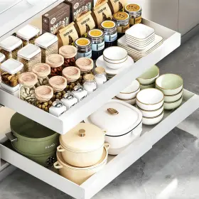 99-jc-ymx-lgs3 Mnftive 2pcs Expandable Pull Out Cabinet Organizer Pots And Pans Under Upgrade 3 Slide