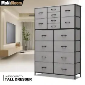 Rdd-yrg-5000 Monibloom 16 Gray Drawers Dresser Fabric Storage Tall Chest Nursery Closet Organizer Units