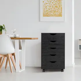 Naomi Home 099312806882 Taylor 5 Drawer Chest Wood Storage Dresser Cabinet With Wheels