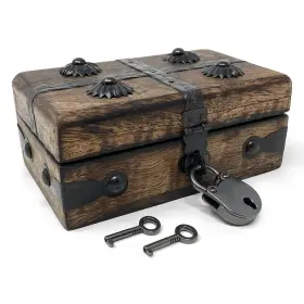 Nautical Cove 735816827090 Treasure Chest Wooden Box With Antique Iron Lock And Skeleton Key X-small 5