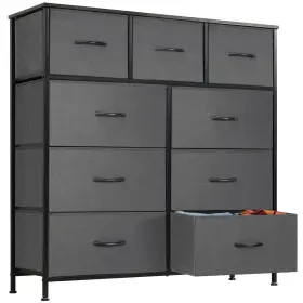 Cab-9bc-gy Newbulig Dresser For Bedroom With 9 Drawers Chest Tower Easy Pull Fabric Bins Tv