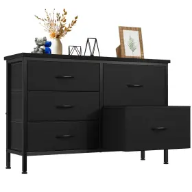 Cnnb-5fc-bk Newbulig Cajonera Con 5 Cajones De Tela Negra Muebles Para Ropa Comoda El Dormitorio Tv