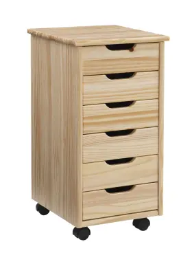 98940nat01 Nobrand Linon Cary 6-drawer Rolling Storage Utility Cart Natural