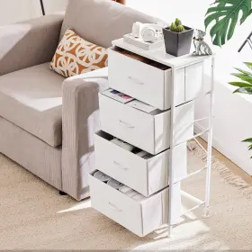 Dsvar-cab-4bc-wt Nobrand Chest Of Drawers With 4 Fabric Industrial Style White Dsvar-cab-4bc-wt Nobrand Chest Of Drawers With 4 Fabric Industrial Style White