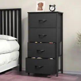 Dvuforicoirt4 Nobrand 4-drawer Fabric Dresser Organizer Wide Storage Tower For Bedroom Black