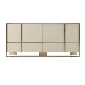 80139 Nova Domus Cartier - Modern Beige Shagreen And Brushed Brass Dresser