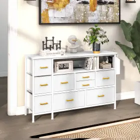 Oaurkea 197839105430 Tv Stand With Charging Station 9 Drawer Dresser For 55ftft