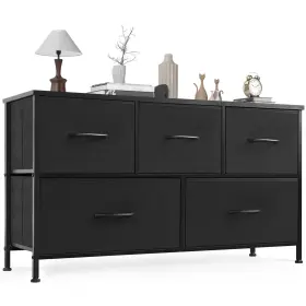 Olixis 718025754401 Dresser For Bedroom 5 Storage Fabric Drawers Metal Frame And Wooden Top Tall