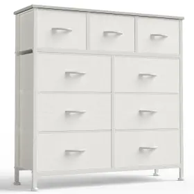 Cab-9bc02wt Olixis 9 Drawer Storage Dresser With Wood Top - Wide Fabric Chest Organizer For Bedr
