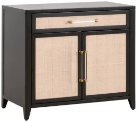 6146.b-blk Orient Express Furniture 6146.b-blk/nat Holland 34 Inch Wide Brushed Black Rattan 2-door Media Chest