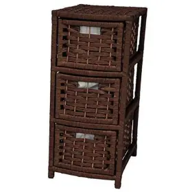 Jh09-048-3-moc Oriental Furniture 25 Inch Natural Fiber Occasional Chest 3 Drawer Mocha