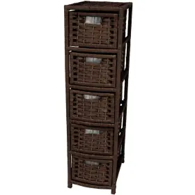 Jh09-048-5-moc Oriental Furniture Natural Fiber Occasional Trunk 5-drawer Lightweight Mocha
