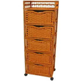 Jh09-069-5-hon Oriental Furniture Storage Chest 17.25 Inch X 46 12.5 5-drawer Wheeled Honey #2