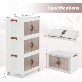 Outdoor Basic 798470398894 Homgx 3 Tier Stackable Storage Bins Collapsible Closet Organizers With Wheels A #2