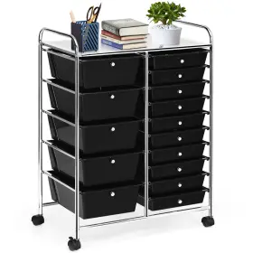 Hx-53825cl-hw Outdoor Basic Homgx Storage Cart With 15 Drawers Drawer Organizer Trolley Tiers Sto