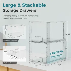 Oylik 850057139273 4 Pack Large Acrylic Drawer Organizer Stackable Storage Drawers Bpa F #2