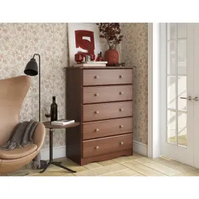 Palace Imports 445006128106 Solid Wood Five Drawer Chest Mocha Finish Heavy Duty Storage Dresser