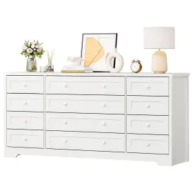 Peakpursuit 820061101023 12 Drawer Wood Dressers For Bedroom White Wooden Dresser Liv
