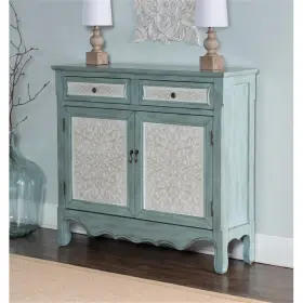 Pr-4753-1720978 Pemberly Row Traditional Wood Storage Cabinet Console In Antiqued Blue And White