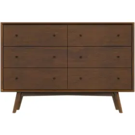 Pr-4753-1977509 Pemberly Row Mid-century Modern 6-drawer Dresser Solid Wood In Brown