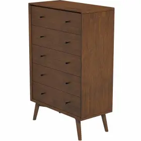 Pr-4753-2003719 Pemberly Row Mid-century Modern 5-drawer Solid Wood Dresser In Brown