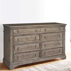 Pr-4753-2011078 Pemberly Row Farmhouse Distressed Driftwood Gray Wood 8-drawers Dresser