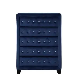 Pr-4753-2171307 Pemberly Row Crystal Tufted Chest Finished With Wood In Blue