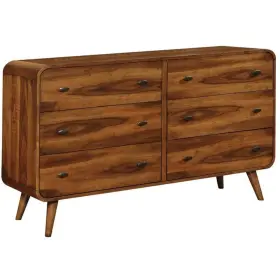 Pr-4753-2262339 Pemberly Row Mid-century Modern 6 Drawer Double Dresser In Dark Walnut